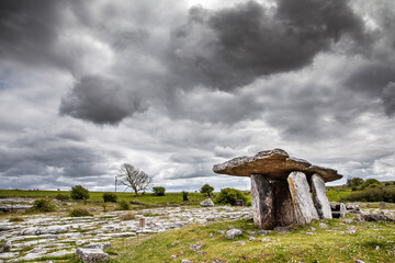 Poulnabrone Dolmen - Ancient megalithic tomb in Burren, co. Clare, Ireland