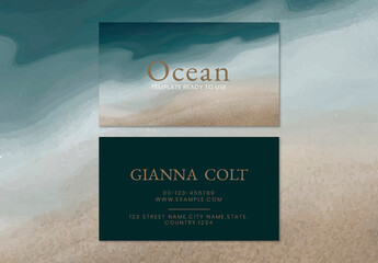 Business Card Template with Ocean Beige Background
