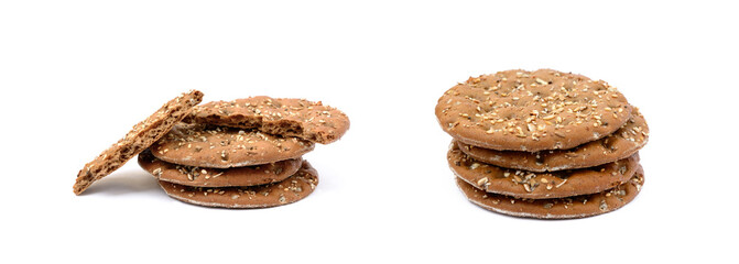 Healthy cereal bread isolated on white background