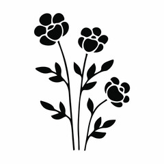 A cute bouquet of wildflowers isolated on a white background. For prints of postcards, labels, stickers.Vector illustration in outline style.