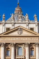 Fototapeta na wymiar Facade of Saint Peter's Basilica, Vatican, Rome, Italy