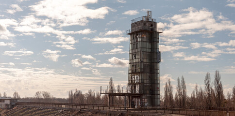 Old abandoned athletics stadium in the center of Warsaw 