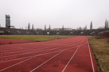 Old abandoned athletics stadium in the center of Warsaw 