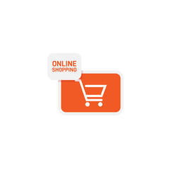 Online shopping banner design. Online store available mark or icon design. Vector illustration.