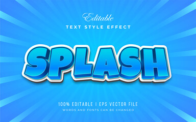 Splash Text in blue gradient cartoon style with 3d and embossed effect editable text style effect