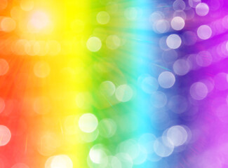 Abstract fantastic rainbow background with highlights and bokeh