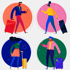 Character design flat trendy illustration, persons in various poses