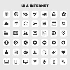 Big UI and Internet icon set, trendy flat icons