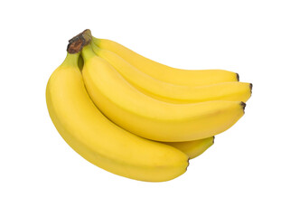 ripe yellow bananas on white background