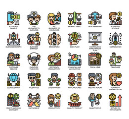 Obraz premium Set of Business Management thin line and pixel perfect icons for any web and app project.