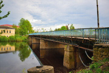 View of a living bridge from the bank of the Polisth River