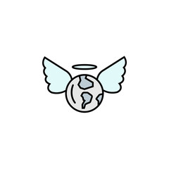 angel world line colored icon. Signs and symbols can be used for web, logo, mobile app, UI, UX