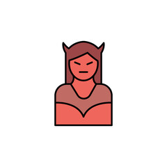 devil illustration line colored icon. Signs and symbols can be used for web, logo, mobile app, UI, UX