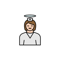 nurse illustration line colored icon. Signs and symbols can be used for web, logo, mobile app, UI, UX