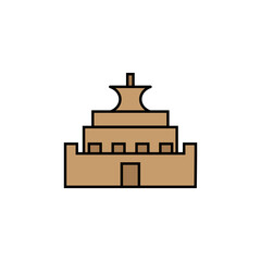 castle illustration line colored icon. Signs and symbols can be used for web, logo, mobile app, UI, UX