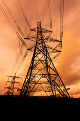 High voltage power pylon silhouette