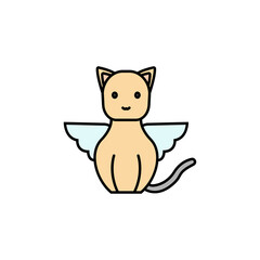 cat, angel line colored icon. Signs and symbols can be used for web, logo, mobile app, UI, UX