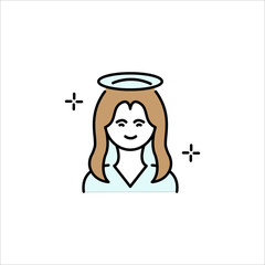 girl, angel line colored icon. Signs and symbols can be used for web, logo, mobile app, UI, UX