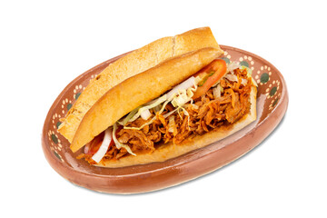 Delicious Mexican snacks in traditional clay plate