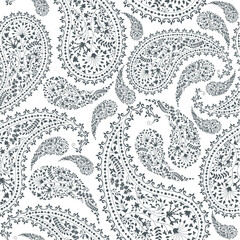black and white seamless paisley pattern