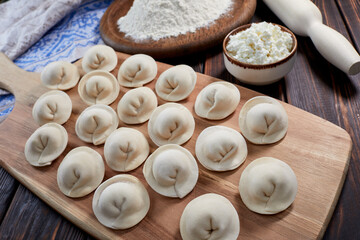 raw dumplings with cottage cheese
