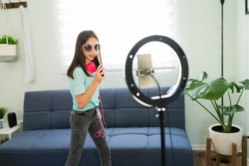 Beautiful girl dancing for a viral challenge