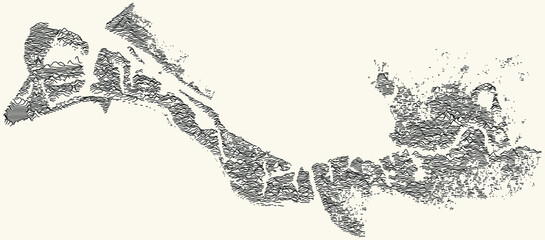 Topographic map of Rotterdam, Netherlands with black contour lines on beige background