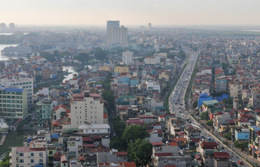 Fototapeta premium Skyline of Hanoi in Vietnam Asia late in the evening