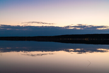 Russia. May 15, 2021. May night on the Sukhodolsky lake.