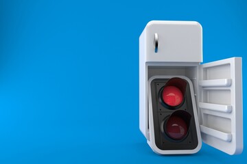 Red traffic light inside fridge