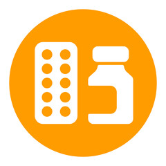 Medicine jar and pills strip vector glyph icon