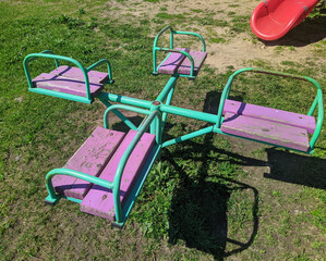 carousel in the playground in the yard