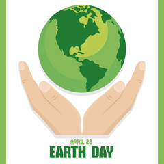 Planet Earth in a hands Earth day Vector illustration