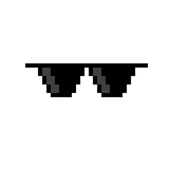 Obraz premium Black glasses pixel art. Pixel black and white glasses. Vector illustration. Icon black glasses' pixel art.