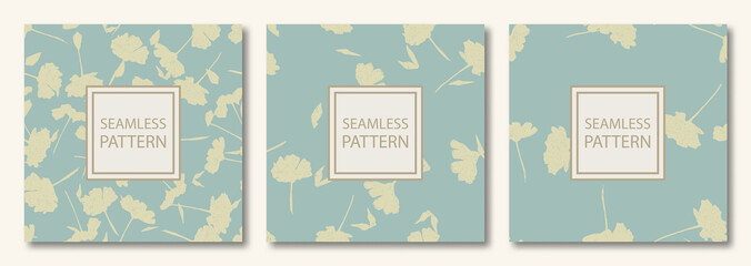 Vector set of 3 seamless floral patterns. Vintage wallpaper style. Decorative hand drawn ornaments