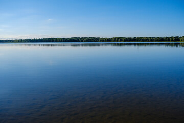 wide river landscape scene with large body of water