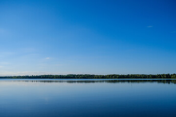 wide river landscape scene with large body of water