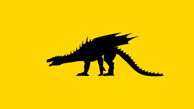 Walking dragon, animation on the yellow background