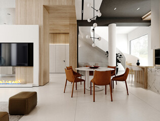 3d render of modern living room