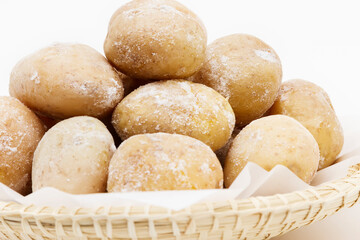 Salt crusted baked potatoes.