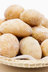 Salt crusted baked potatoes.