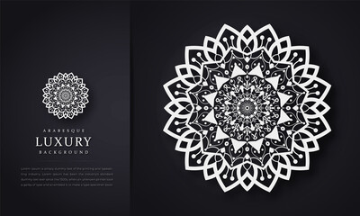 Luxury mandala background with golden arabesque pattern arabic islamic east style. Gold mandala template background with place for text. Vector floral illustration, poster, cover, brochure, flyer