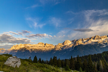 Dolomites on Italian and Slovenian border around  mountain Monte Ursic with 2541 m in Julian Alps