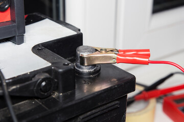 car battery charging, terminals and wires for charging the battery