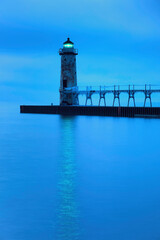 Manistee North Pier Light in winter