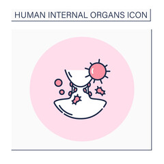 Lymph nodes color icon. General swelling in neck. Cancer. Human internal organs concept.Isolated vector illustration