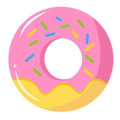 Donut isolated on white background vector illustration. fast food icon. Cartoon style.  flat character.