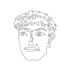 One Continuous Line Drawing Man Portrait. Head Icon. Elegant Hairstyle. Modern Minimalistic Style. Fashion Print