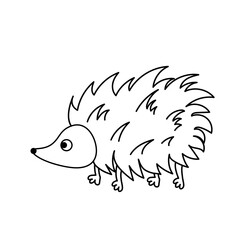 Hedgehog white and black coloring page isolated vector illustration.