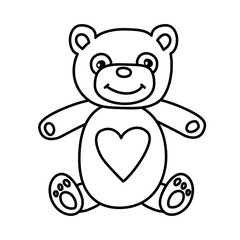 Obraz premium Teddy bear coloring page isolated vector illustration.